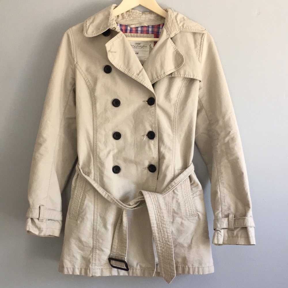 H&M Tan Spring Line Trench Coat With Belt
